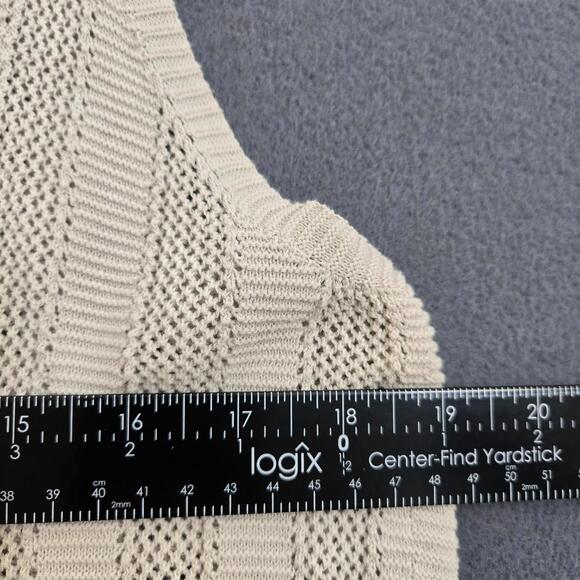 Chico's Women 2 Tan Crochet Sleeveless Cardigan Vest Rope Tie Front - Picture 12 of 12